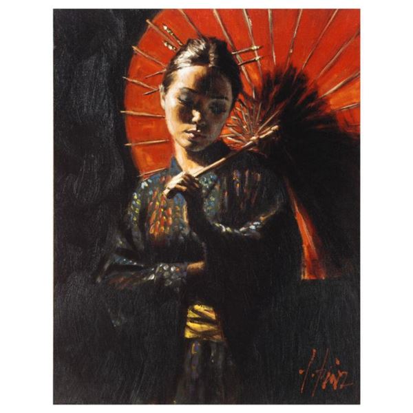 Fabian Perez, "Geisha III" Hand Textured Limited Edition Giclee on Board. Hand Signed and Numbered A