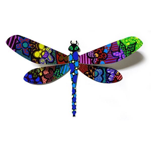 Patricia Govezensky- Original Painting on Cutout Steel "Dragonfly XCIII"