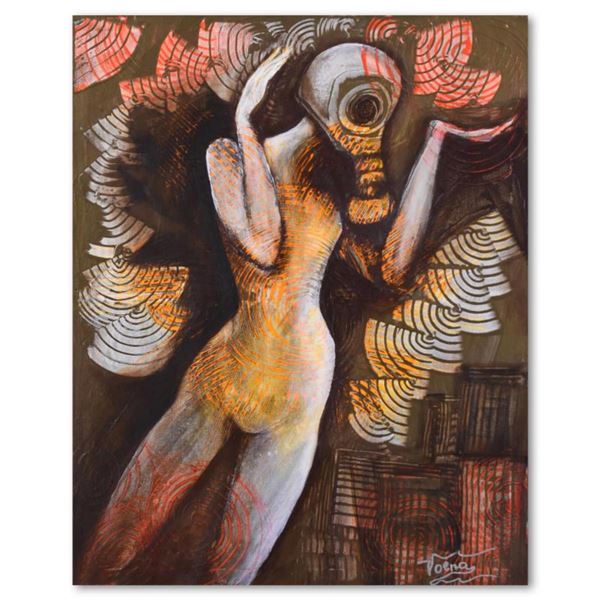 Nadia Volna, "Sign of the Times" Original Acrylic Painting on Canvas, Hand Signed with Letter of Aut