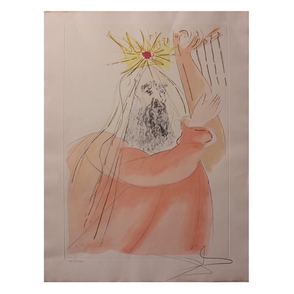 Salvador Dali- Watercolor on Etching "King David "