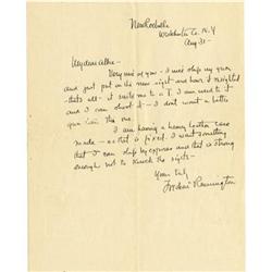 FREDERIC REMINGTON AUTOGRAPH LETTER CA. 1880'S.