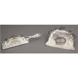 Elizabeth Custer Engraved Silver Crumb Tray Set