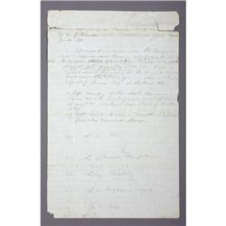 G A Custer Autograph Notes pursuing Indians 1867