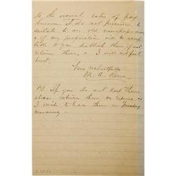 Major Marcus A. Reno Autograph Letter Signed