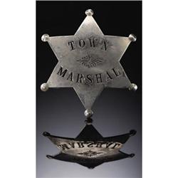 TOWN MARSHAL STOCK BADGE CIRCA 1900-15