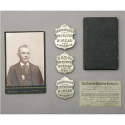 GRANNAN DETECTIVE BUREAU CO. (3) BADGES & PHOTOG