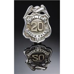 SIOUX FALLS, SOUTH DAKOTA POLICE 20 SHIELD BADGE