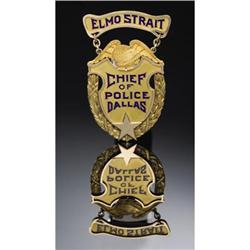 A gold Dallas Chief of Police badge, 1921