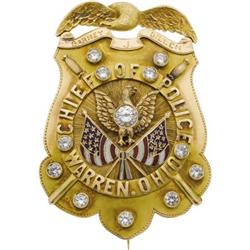 Superb Chief of Police Warren, Ohio Badge