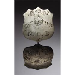 EARLY NATIONAL DETECTIVE BUREAU SHIELD BADGE