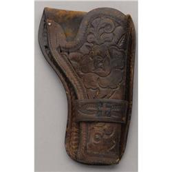 Tooled Holster. Single loop, fancy tooled, squa