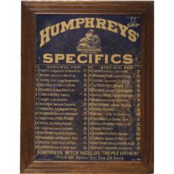 HUMPHREY'S SPECIFICS CABINET DOOR Lithographed t