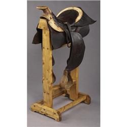 1850's HOPE SADDLE: Wood tree with rawhide cove