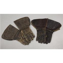 2 PAIR OF EARLY LEATHER DRIVING GLOVES: a) Han