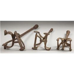 LOT OF 3 RIVETED BRANDING IRONS : Blacksmith ma
