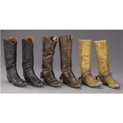 VINTAGE COWBOY BOOTS AND SPURS: a) High top b