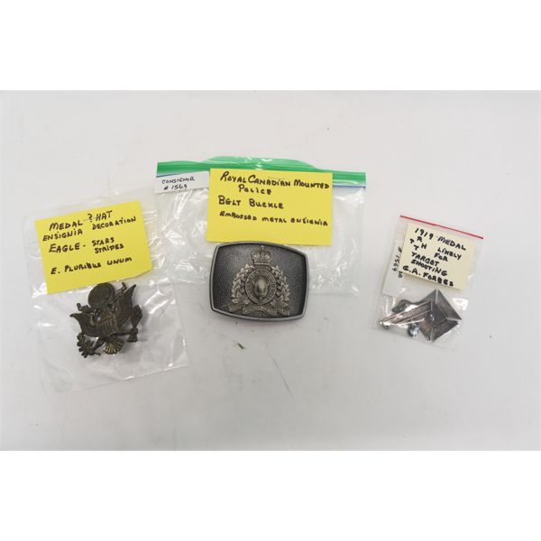Box Lot Medals & Belt Buckle