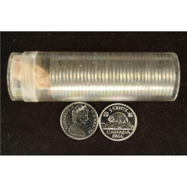 ROLL OF 37-1966 CANADA 5 CENTS BRILLIANT UNC