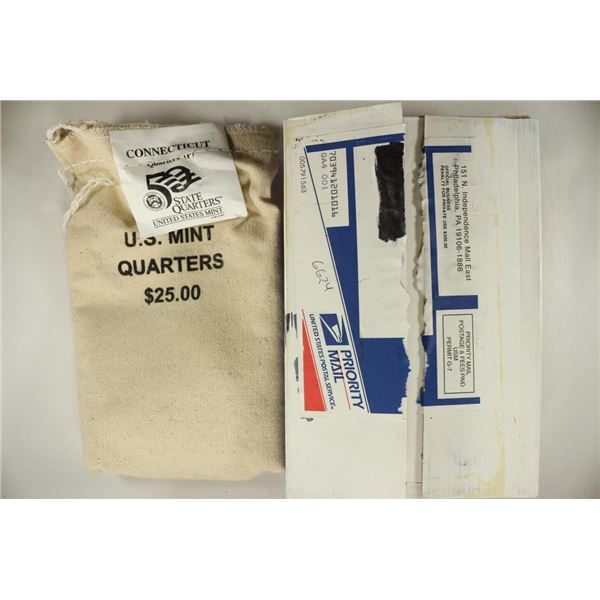 US MINT $25 BAG OF 1999-P CONNECTICUT QUARTERS