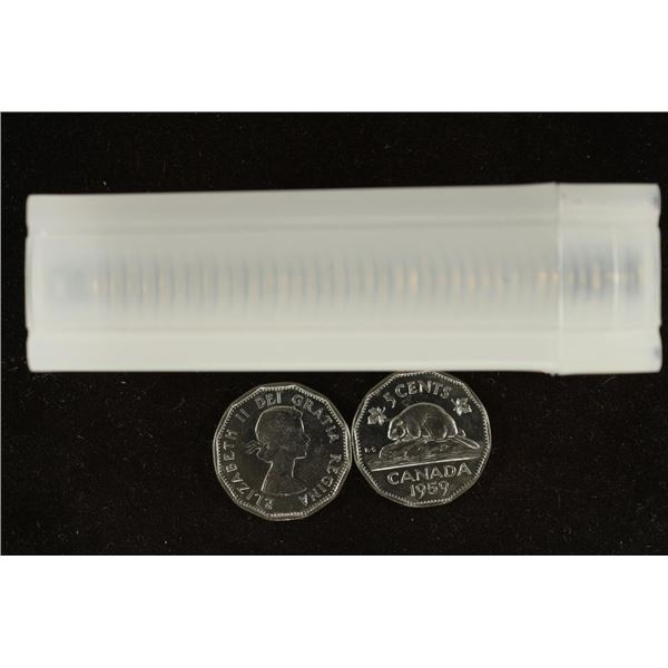 ROLL OF 40-1959 CANADA 5 CENTS BRILLIANT UNC