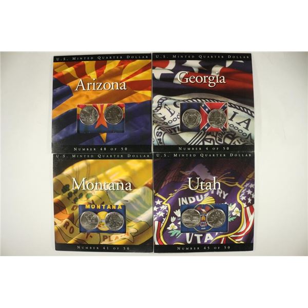 4-P & D STATE QUARTER SETS BRILLIANT UNC ON CARDS