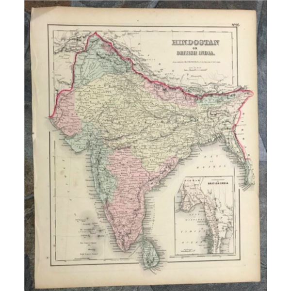 1855 Atlas Map of Hindostan of British India