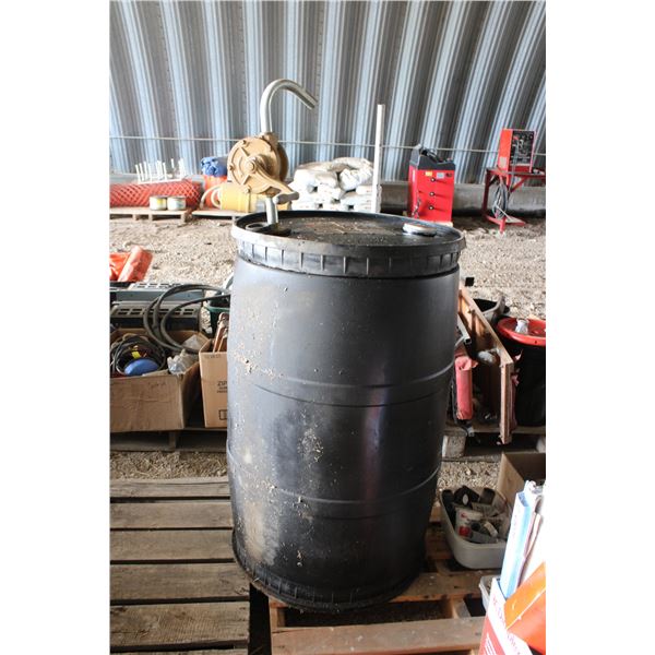 Oil Barrel (plastic) empty with Rotary Hand Pump