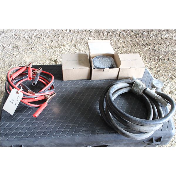 LED Lights, Booster Cables, Line with Gauge