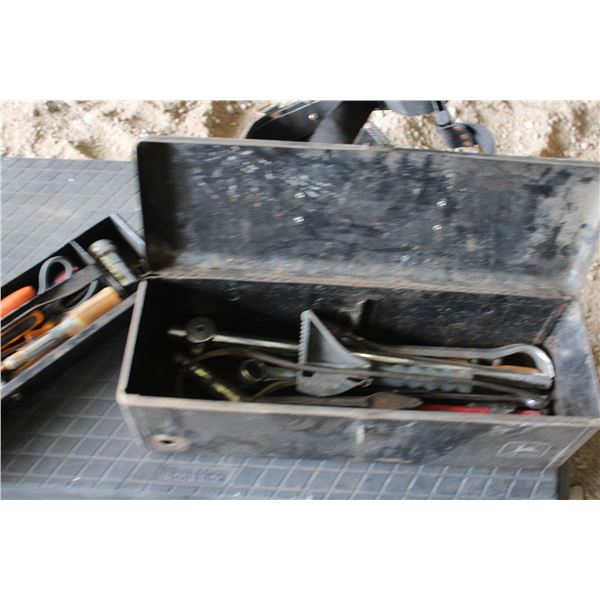 Tool Box with contents (No Handle) Tool belt.