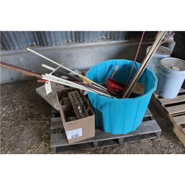 Chain hoist, rebar, saws, misc