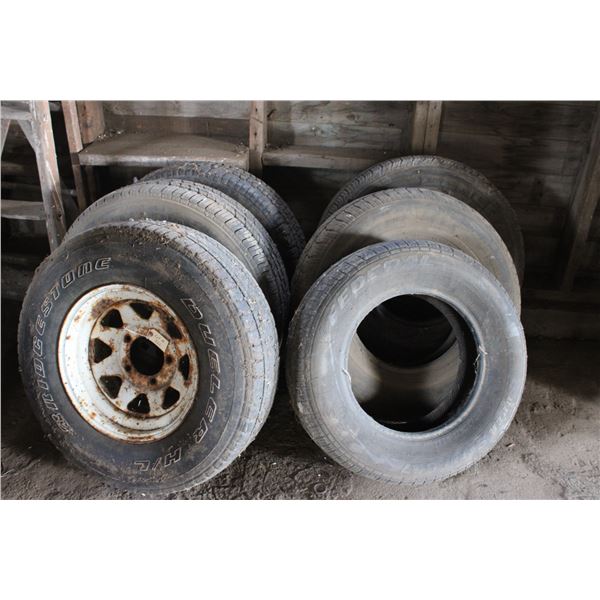 Tires (6) 3 with rims and 3 without