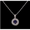 14KT White Gold 1.22 ctw Tanzanite and Diamond Pendant With Chain