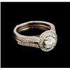 1.28 ctw Diamond Wedding Ring Set - 14KT Rose and White Gold