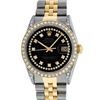 Image 2 : Rolex Mens 2 Tone Black Diamond Lugs 36MM Datejust Wristwatch Oyster Perpetual