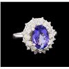 3.23 ctw Tanzanite and Diamond Ring - 14KT White Gold