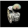 Image 4 : 1.49 ctw Diamond and Black Pearl Ring - Palladium