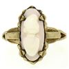 10k Yellow Gold Simple Petite Carved Pink Stone Cameo Ring