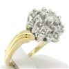 Image 5 : 14k Solid Two Tone Gold Wavy Shank Round 1.10 ctw FIERY Diamond Cluster Ring