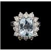 Image 2 : 14KT White Gold 3.96 ctw Aquamarine and Diamond Ring