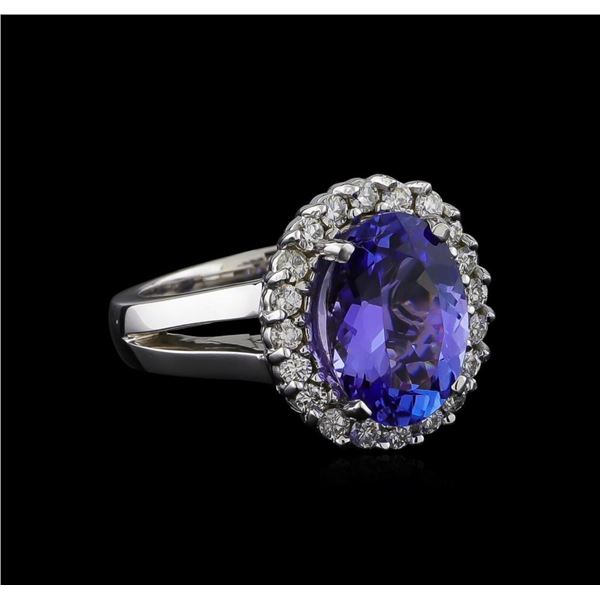 4.25 ctw Tanzanite and Diamond Ring - 14KT White Gold