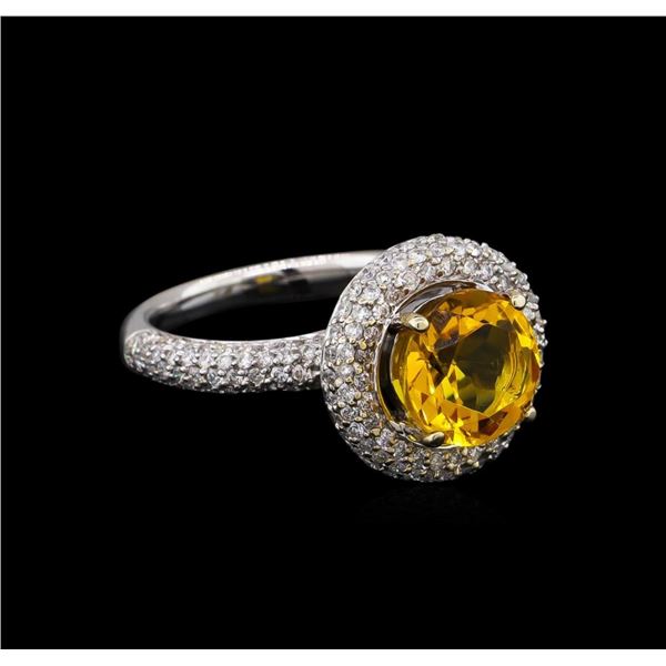 14KT White Gold 2.70 ctw Citrine and Diamond Ring