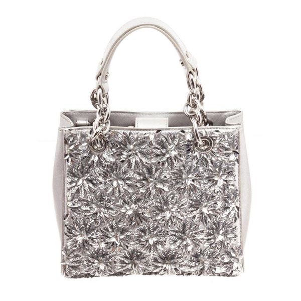 Michael Kors Silver Flora Burst Shoulder Bag