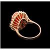 Image 3 : 8.10 ctw Pink Coral and Diamond Ring - 14KT Rose Gold