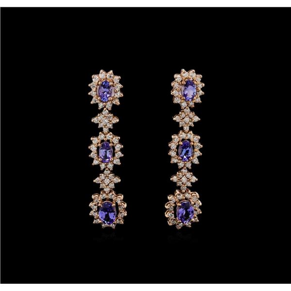 14KT Rose Gold 5.16 ctw Tanzanite and Diamond Earrings