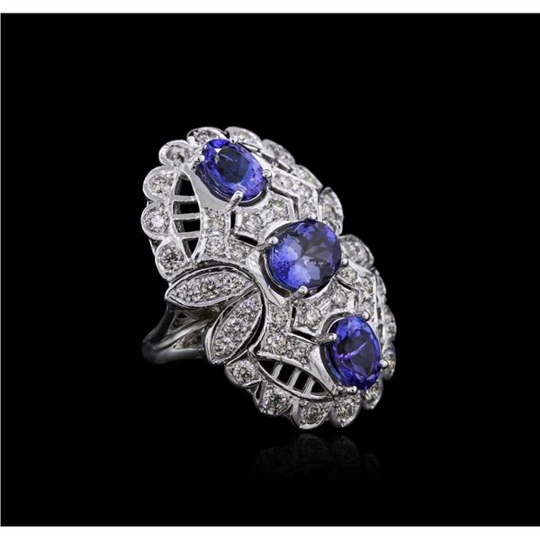 14KT White Gold 3.96 ctw Tanzanite and Diamond Ring