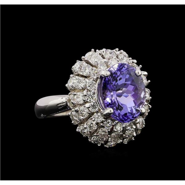 14KT White Gold 4.02 ctw Tanzanite and Diamond Ring