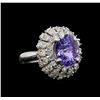 Image 1 : 14KT White Gold 4.02 ctw Tanzanite and Diamond Ring