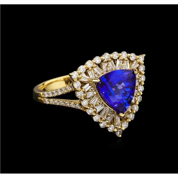 14KT Yellow Gold 2.86 ctw Tanzanite and Diamond Ring