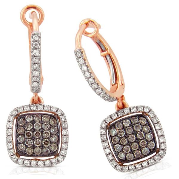 14k Rose Gold  0.73CTW Diamond and Brown Diamonds Earrings