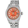 Image 2 : Rolex Ladies Stainless Steel Quickset Orange String Diamond Lugs Datejust Wristw